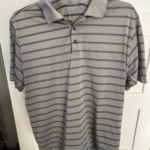 Adidas Gray and Black Striped Polo Shirt